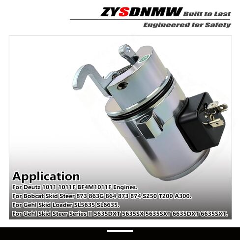 04272733 12VDC Fuel Shut Off Solenoid Fit for Deutz 1011 1011F BF4M1011 Engine Bobcat 863 864 873 874 S250 T200 A300 Gehl SL5635 SL6635 5635DXT 5635SX 5635SXT 6635DXT 6635SXT Replace 6886715 04271996 in Kuwait