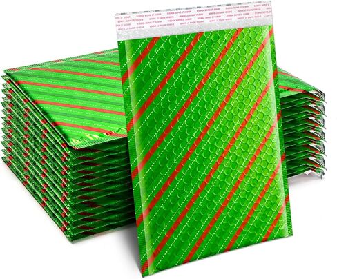 51 حزمة عيد الميلاد 4x8 بوصة بولي فقاعات بريدية مغلفات مبطنة حقائب شحن للعطلات مع شريط ختم ذاتي مقاوم للماء (نجمة ذهبية، 4x8 بوصة) in Kuwait