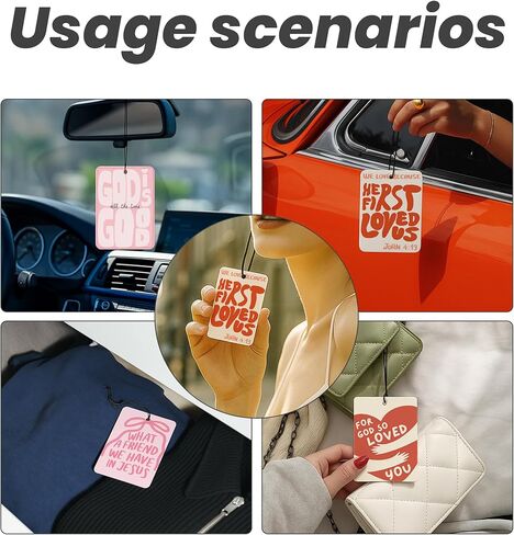 Trendy Pink Christian Bible Car Air Freshener 4 Pcs - Cute Floral Christian God Air Freshener Hanging Decor for Cars Closet Drawer Books, Girly Car Accessories Mirror Decor for Women in Saudi Arabia