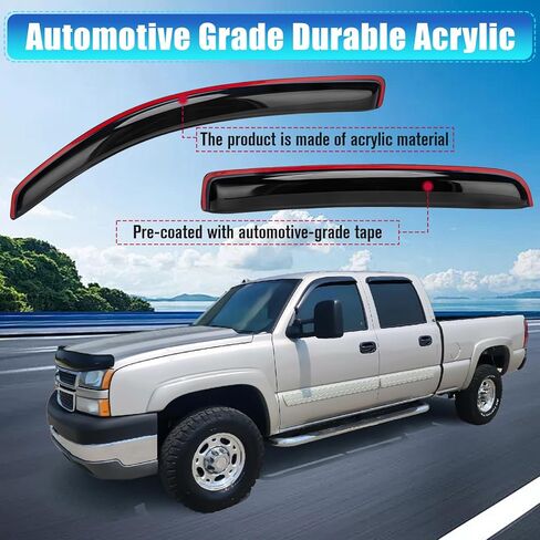 Window Visors Rain Guard Compatible with 1999-2007 Chevy Silverado GMC Sierra 1500/2500/2500HD/3500, Rain Guards Shields Vent Shade Deflector Vent Window Visors in-Channel Vent Deflectors in Saudi Arabia