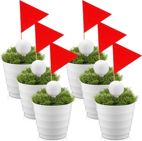 Soulchen 6 مجموعات صغيرة من طاولات الجولف المركزية بما في ذلك كرات الجولف والطحالب الاصطناعية وأواني الزهور البلاستيكية مع الطين الزهري والأعلام الحمراء للرياضة تحت عنوان ديكور حفلات أعياد الميلاد in Saudi Arabia