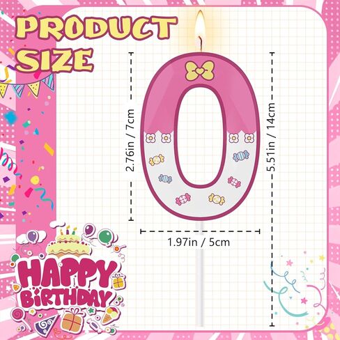 Large 3D Number 1 Birthday Candles - 5 & 2.76 Inches Pink Cartoon Stuff Cake Toppers, Sweet Themed Birthday Decorations for Party Favors Supplies (Number 6) in Saudi Arabia