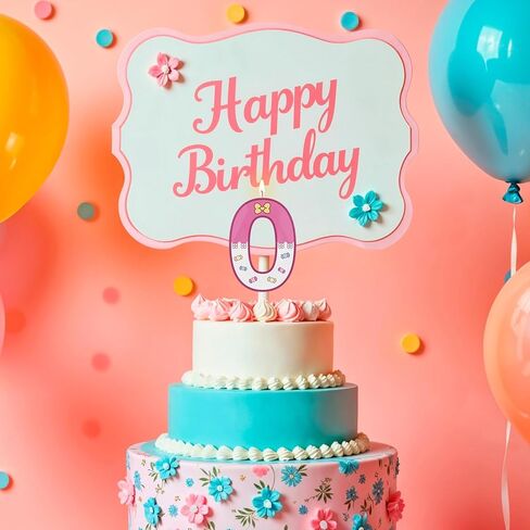Large 3D Number 1 Birthday Candles - 5 & 2.76 Inches Pink Cartoon Stuff Cake Toppers, Sweet Themed Birthday Decorations for Party Favors Supplies (Number 6) in Saudi Arabia