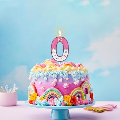 Large 3D Number 1 Birthday Candles - 5 & 2.76 Inches Pink Cartoon Stuff Cake Toppers, Sweet Themed Birthday Decorations for Party Favors Supplies (Number 6) in Saudi Arabia