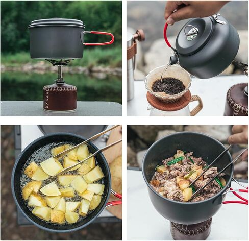 Alocs Camping Essentials Camping Cooking Set, Portable Camping Cookware for Family Cooking Outside, Camp Kitchen for Hiking,Climbing and Traveling. in Kuwait