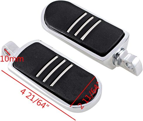 Chrome Motorcycle Universal 32mm Highway Engine Guard Long Angled Mount Footpegs Compatible with Harley Yamaha 1 1/4" Crash Bar, Long Clamps-3 slot rubber in Saudi Arabia