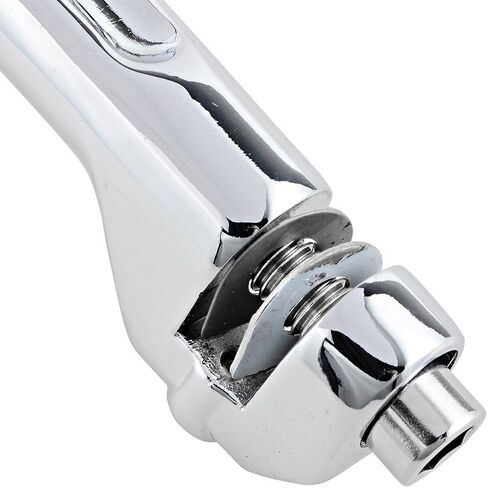 Chrome Motorcycle Universal 32mm Highway Engine Guard Long Angled Mount Footpegs Compatible with Harley Yamaha 1 1/4" Crash Bar, Long Clamps-3 slot rubber in Saudi Arabia