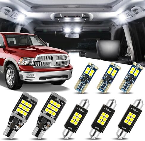 Auto Dynasty 10 Pieces 12V 5500K Interior Car Dome Map Cargo License Plate LED Light Bulbs Kit Compatible with Ram 1500 2500 3500 2019-2024, Pure White in Saudi Arabia