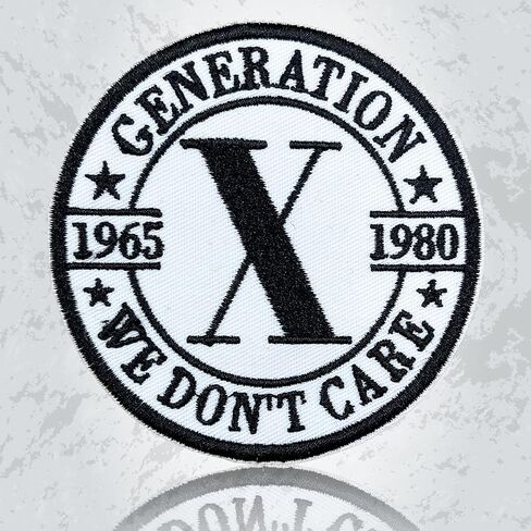 Generation X We Don't Care Patch, 3 Inches Sew On Iron On Funny Quote 90s Kid Humor Gen X Embroidered Patches for Backpack, Jacket, Hat, Jeans DIY Uniform Clothes Gift for Men Women Kid Size 3 Inch in Saudi Arabia