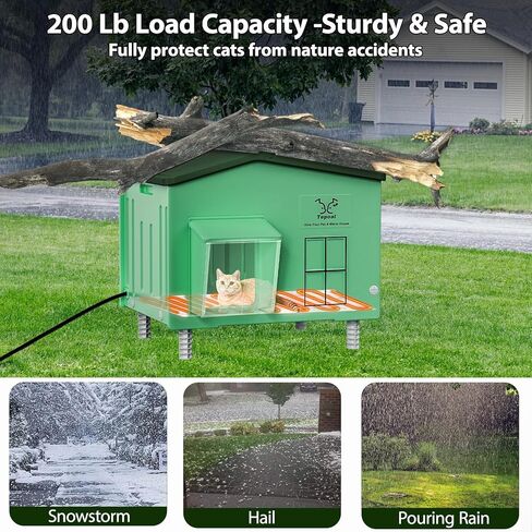 Indestructible Heated Cat House for Outdoor Cats in Winter, 100% Waterproof & Weatherproof Heated Cat House for Outside, Fully Insulated Feral Cat Shelter for Outdoor Barn Strays, 16 x 12 x 13 in in Saudi Arabia