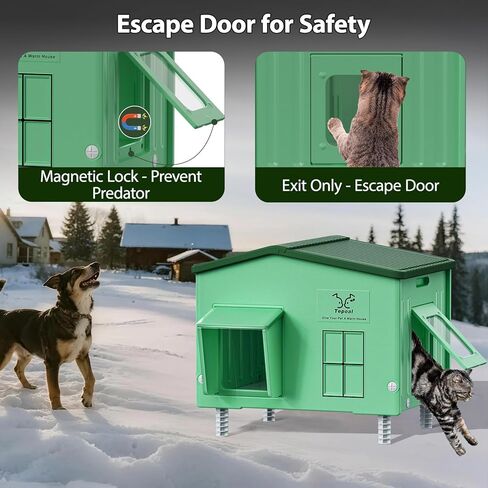 Indestructible Heated Cat House for Outdoor Cats in Winter, 100% Waterproof & Weatherproof Heated Cat House for Outside, Fully Insulated Feral Cat Shelter for Outdoor Barn Strays, 16 x 12 x 13 in in Saudi Arabia