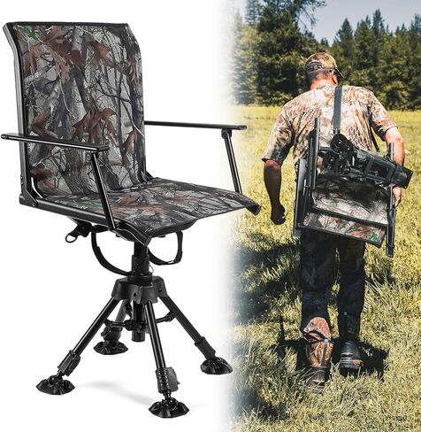 KEMIMOTO Hunting Chair Heated Camping Chair with Light Out Button, Max 8Hrs 12V 20000mAh Battery Endurance, Supports 300 lbs, Outdoor Sports Lightweight Portable Folding Seat for Adults in Saudi Arabia