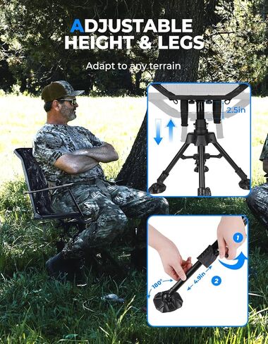 KEMIMOTO Hunting Chair Heated Camping Chair with Light Out Button, Max 8Hrs 12V 20000mAh Battery Endurance, Supports 300 lbs, Outdoor Sports Lightweight Portable Folding Seat for Adults in Saudi Arabia