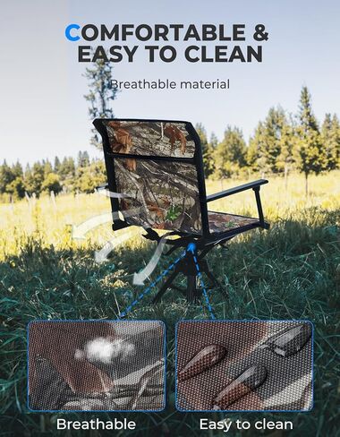 KEMIMOTO Hunting Chair Heated Camping Chair with Light Out Button, Max 8Hrs 12V 20000mAh Battery Endurance, Supports 300 lbs, Outdoor Sports Lightweight Portable Folding Seat for Adults in Saudi Arabia