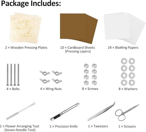 MeRGBWLife Flower Press Kit 11"x11" - Large Wooden 10-Layer Flower & Plant Press for Crafts, DIY Art, Scrapbooking, Bookmark Making, Wedding Bouquet Preservation, Dried Flowers in Saudi Arabia