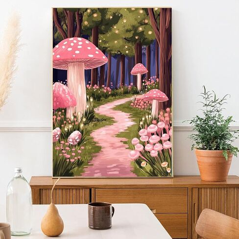 Mushroom Paint By Numbers Kit For Adults Beginner,Flower Adult Paint By Number Kits On Canvas,Oil Painting by Number Kit For Beginners,Paint by Number for Adults Home Wall Decor 16x20 Inch in Saudi Arabia