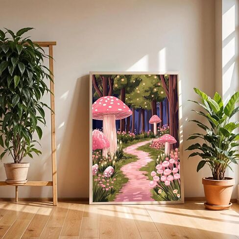 Mushroom Paint By Numbers Kit For Adults Beginner,Flower Adult Paint By Number Kits On Canvas,Oil Painting by Number Kit For Beginners,Paint by Number for Adults Home Wall Decor 16x20 Inch in Saudi Arabia