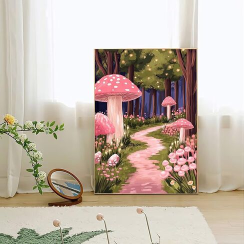 Mushroom Paint By Numbers Kit For Adults Beginner,Flower Adult Paint By Number Kits On Canvas,Oil Painting by Number Kit For Beginners,Paint by Number for Adults Home Wall Decor 16x20 Inch in Saudi Arabia