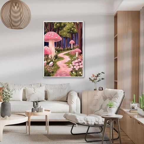 Mushroom Paint By Numbers Kit For Adults Beginner,Flower Adult Paint By Number Kits On Canvas,Oil Painting by Number Kit For Beginners,Paint by Number for Adults Home Wall Decor 16x20 Inch in Saudi Arabia