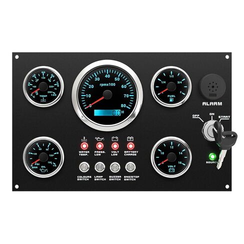 ARTILAURA 5 Gauge Set with Dashboard - 6000rpm Tachometer, Fuel Level, Water Temperature, Oil Pressure& Voltmeter, 7-Color Boat Gauge Set Panel for Car AUTO Marine in Saudi Arabia