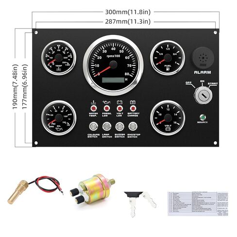 ARTILAURA 5 Gauge Set with Dashboard - 6000rpm Tachometer, Fuel Level, Water Temperature, Oil Pressure& Voltmeter, 7-Color Boat Gauge Set Panel for Car AUTO Marine in Saudi Arabia