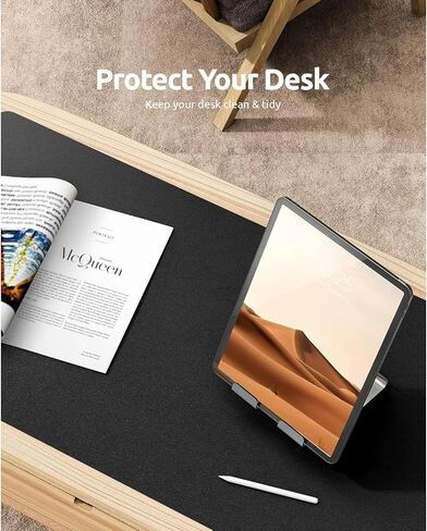 Desk Pad, Leather Non-Slip Laptop Computer Desk Keyboard Mat, Table Protector Blotter Mat, Large Mouse Pad (24" x 12")-Dark Blue in Saudi Arabia