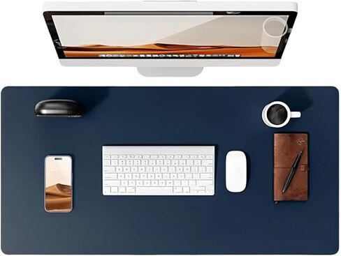 Desk Pad, Leather Non-Slip Laptop Computer Desk Keyboard Mat, Table Protector Blotter Mat, Large Mouse Pad (24" x 12")-Dark Blue in Saudi Arabia