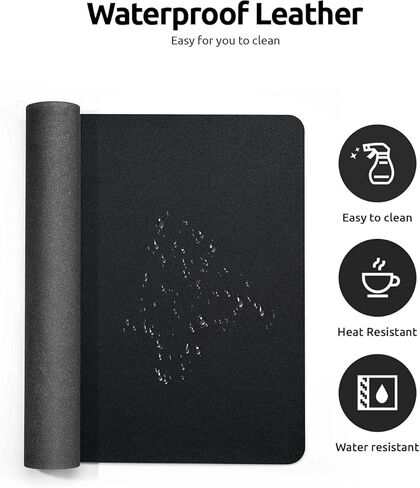 Desk Pad, Leather Non-Slip Laptop Computer Desk Keyboard Mat, Table Protector Blotter Mat, Large Mouse Pad (24" x 12")-Dark Blue in Saudi Arabia