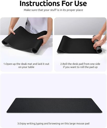 Desk Pad, Leather Non-Slip Laptop Computer Desk Keyboard Mat, Table Protector Blotter Mat, Large Mouse Pad (24" x 12")-Dark Blue in Saudi Arabia