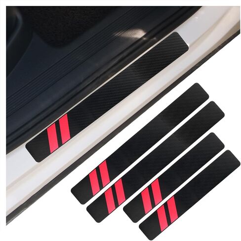 4PCS Car Door Sill Protector,Carbon Fiber Door Sill Protectors for Car Decorations & Scratch Protection,Universal Self-Adhesive Automotive Doors Entry Guard Cars Accessories in Saudi Arabia