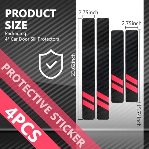 4PCS Car Door Sill Protector,Carbon Fiber Door Sill Protectors for Car Decorations & Scratch Protection,Universal Self-Adhesive Automotive Doors Entry Guard Cars Accessories in Saudi Arabia