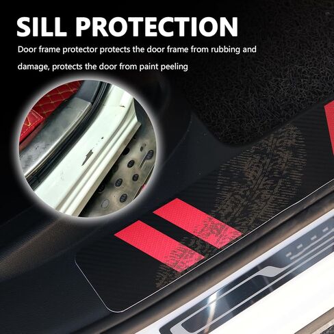 4PCS Car Door Sill Protector,Carbon Fiber Door Sill Protectors for Car Decorations & Scratch Protection,Universal Self-Adhesive Automotive Doors Entry Guard Cars Accessories in Saudi Arabia