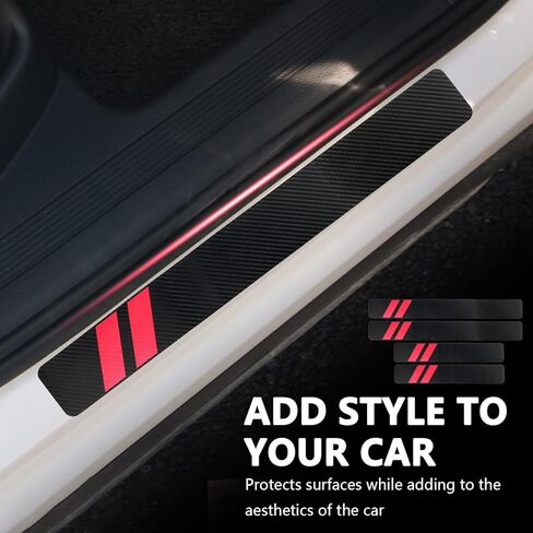 4PCS Car Door Sill Protector,Carbon Fiber Door Sill Protectors for Car Decorations & Scratch Protection,Universal Self-Adhesive Automotive Doors Entry Guard Cars Accessories in Saudi Arabia