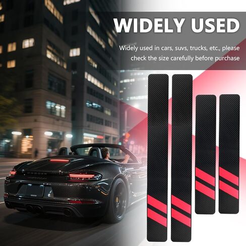 4PCS Car Door Sill Protector,Carbon Fiber Door Sill Protectors for Car Decorations & Scratch Protection,Universal Self-Adhesive Automotive Doors Entry Guard Cars Accessories in Saudi Arabia