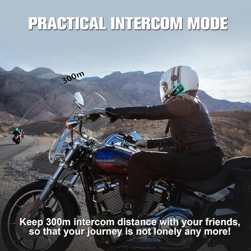 Motorcycle Intercom 2 Pack Helmet Bluetooth Headset with Microphone IPX6 Waterproof Motorbike Headphones Wireless Noise Cancelling Rider Communication System Universal Helmet Compatibility Intercom in Saudi Arabia
