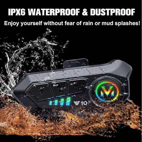 Motorcycle Intercom 2 Pack Helmet Bluetooth Headset with Microphone IPX6 Waterproof Motorbike Headphones Wireless Noise Cancelling Rider Communication System Universal Helmet Compatibility Intercom in Saudi Arabia