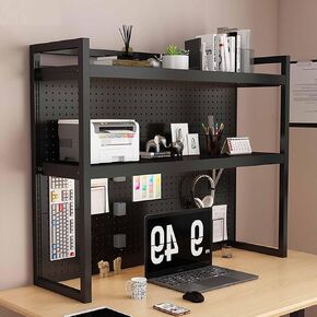 Dorm Bookshelf,Desk Hutch Dorm,Desktop Bookshelf,Desk Shelf for top of Desk,Lift Desk Bookcase,Desk Hutch top only,Home Office Shelves(Black Three Layers,100cm/39in) in Saudi Arabia