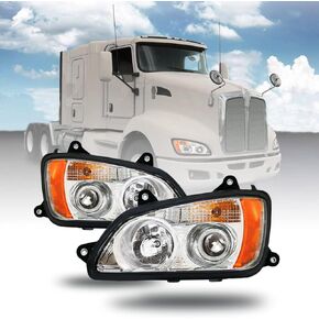Pair of Headlights Compatible with Kenworth T660 T170 T270 T370 T440 T470 T700, Front Headlight Assembly Set - Driver & Passenger Side, DOT Approved, Includes All Bulbs in Saudi Arabia
