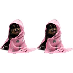 Juicy Couture Hooded Dog Towel Pink – 100% Microfiber Dog Drying Towel with Hood & Snap Closure, Absorbent Quick Dry Machine Washable Hooded Dog Towels for Drying Dogs & Cats in Saudi Arabia