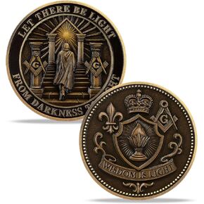Masonic Challenge Coin - Masonic Darkness to Light Coin Freemasons Metal United States Freemasonry Symbol Coins Masonic Commemorative Gifts in Saudi Arabia