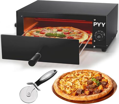 PYY Commercial Pizza Oven Electric up to 12 Inch Table Top Pizza Oven Indoor Stainless Steel Professional Pizza Cooker Baker Countertop with Timer & Crumb Tray for Commercial Kitchen Restaurant 1100W in Saudi Arabia