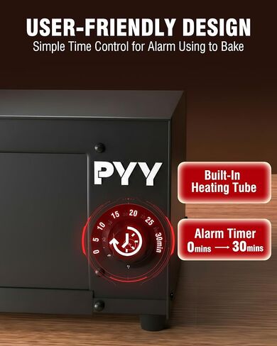 PYY Commercial Pizza Oven Electric up to 12 Inch Table Top Pizza Oven Indoor Stainless Steel Professional Pizza Cooker Baker Countertop with Timer & Crumb Tray for Commercial Kitchen Restaurant 1100W in Saudi Arabia