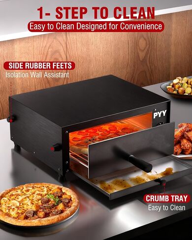 PYY Commercial Pizza Oven Electric up to 12 Inch Table Top Pizza Oven Indoor Stainless Steel Professional Pizza Cooker Baker Countertop with Timer & Crumb Tray for Commercial Kitchen Restaurant 1100W in Saudi Arabia
