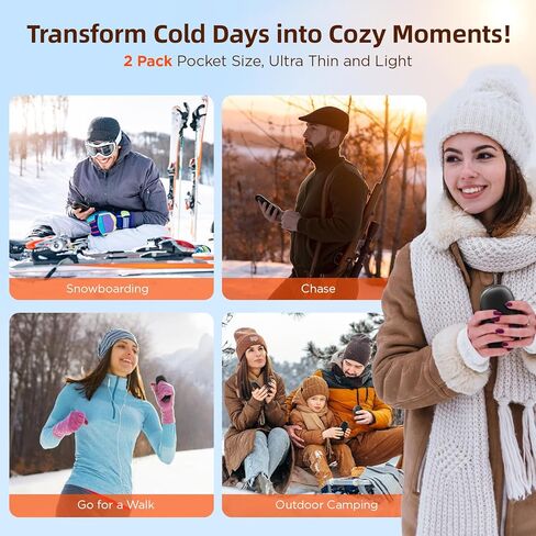 Hand Warmers - EasyAcc 2 Pack Electric AI Hand Warmers Rechargeable, Perfect Grip Design, Dual-Sided Heating, Reusable Pocket Hand Warmers for Raynauds, Hunting, Golf, Christmas Tech Gifts（OT-95） in Kuwait