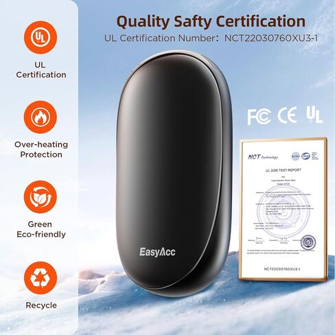 Hand Warmers - EasyAcc 2 Pack Electric AI Hand Warmers Rechargeable, Perfect Grip Design, Dual-Sided Heating, Reusable Pocket Hand Warmers for Raynauds, Hunting, Golf, Christmas Tech Gifts（OT-95） in Kuwait