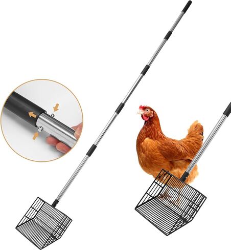 Cat Litter Scoop, Long Handle Detachable Metal Scooper with Deep Sifting Shovel,Heavy Duty Adjustable 21.5"-52" No Bending Back Pet Poop Shovel Chicken Poop Scooper in Saudi Arabia