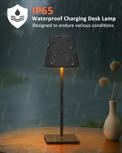 2 Pack Rechargeable Table Lamp, Portable 6000mAh Cordless Battery Desk Lamp for Dining, Wireless Light with Leather Shade for Restaurant, Party, Camping Indoor/Outdoor (Black) in Saudi Arabia