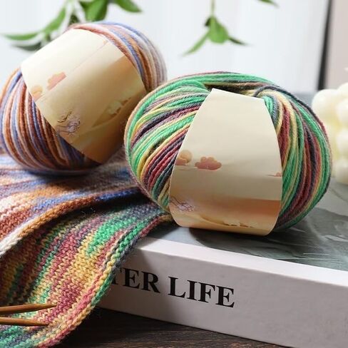 Acrylic Wool Blend Yarn, Variegated Rainbow Color Knitting Crochet Yarn for Scarves, Hats, Sweaters (colorful4) in Saudi Arabia