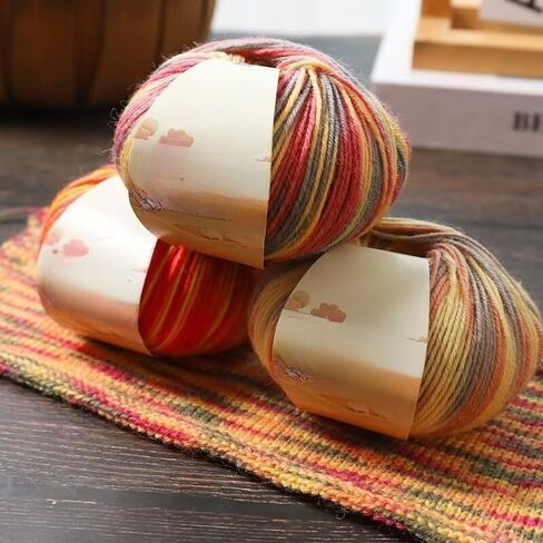 Acrylic Wool Blend Yarn, Variegated Rainbow Color Knitting Crochet Yarn for Scarves, Hats, Sweaters (colorful4) in Saudi Arabia