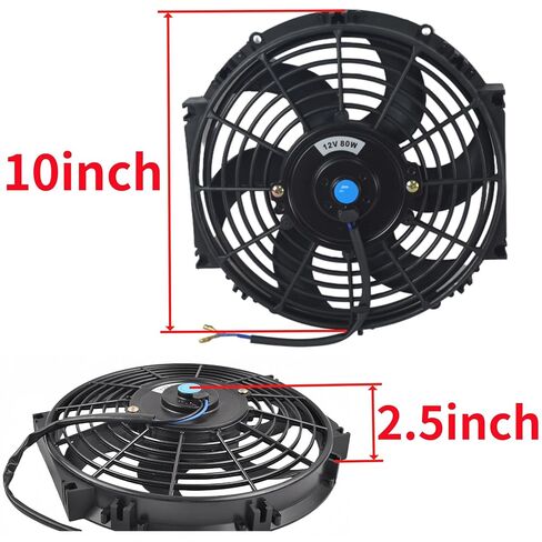 7 Inch Slim Fan Push Pull Electric Radiator Cooling Fans 800+ CFM Thermostat 12V 80W Motor Universal High Performance Cooling Fan Mount Kit Black in Kuwait